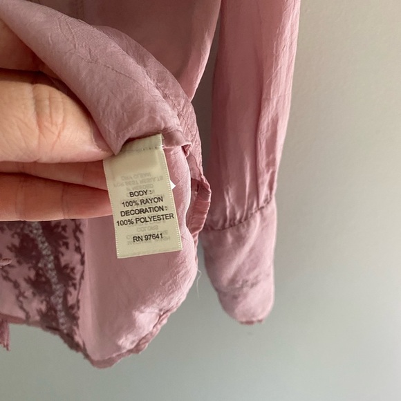 J. Jill powder pink semi sheer long sleeved blouse size XS - Picture 5 of 7